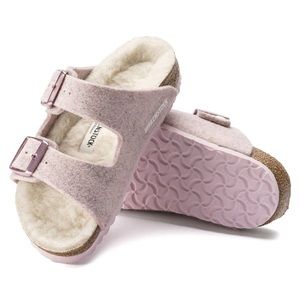 Birkenstock Girl's Arizona in Soft Pink Wool